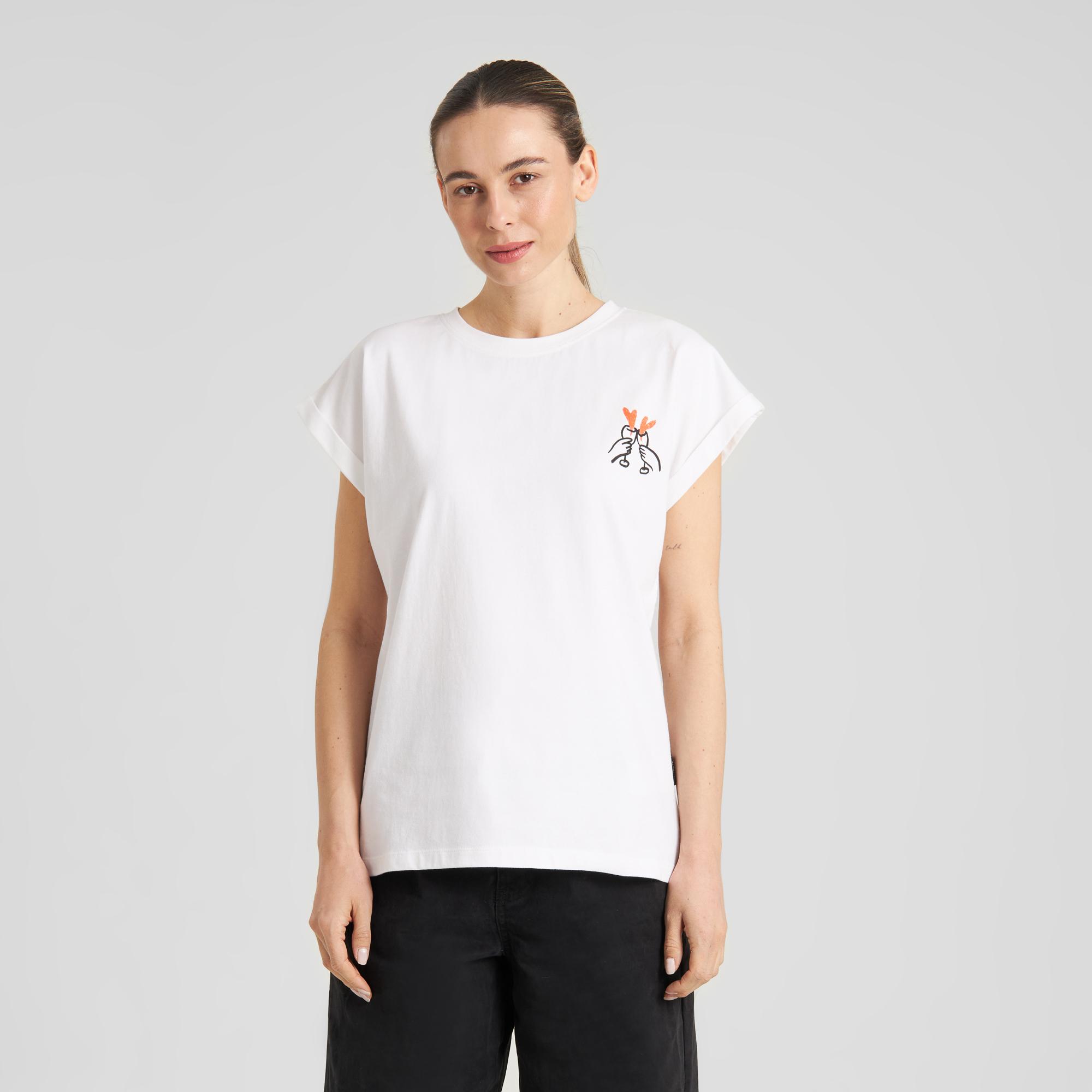 Dedicated Visby Heart Cheers T-Shirt Damen Bio Baumwolle Shirt weiß